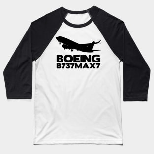 Boeing B737Max7 Silhouette Print (Black) Baseball T-Shirt